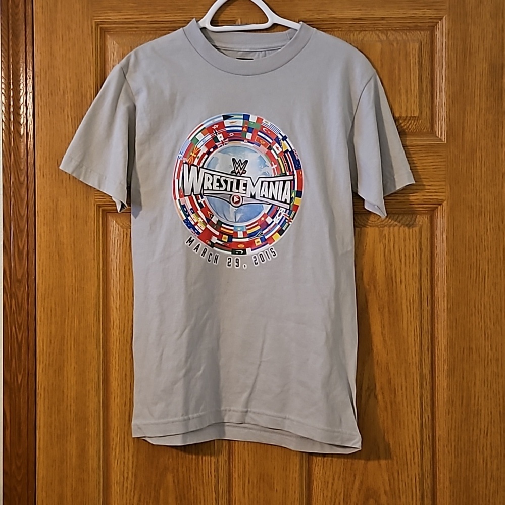 Wrestlemania 2015 sz. S t shirt WWE around the world